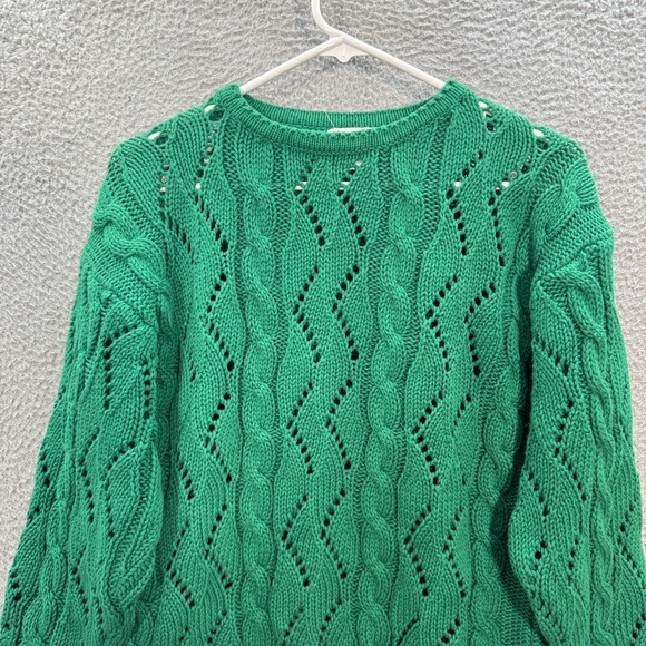 Vintage Kenya Collection Sweater Womens Small Green Crewneck Cable Knit 90s Y2K - Picture 8 of 9
